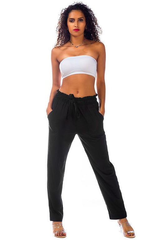 Elastic Waistband Straight Casual Pants