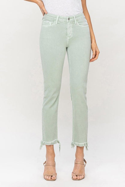 Mid Rise Crop Straight Jeans