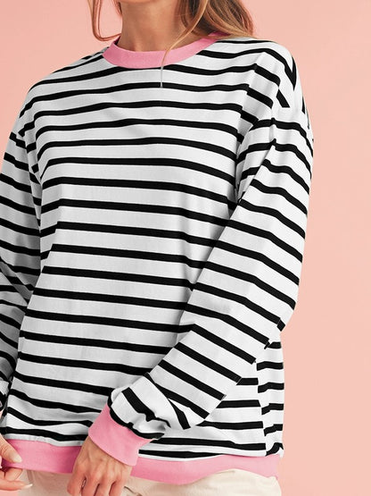 Cotton Stripe  Drop shoulder Sweatshirt