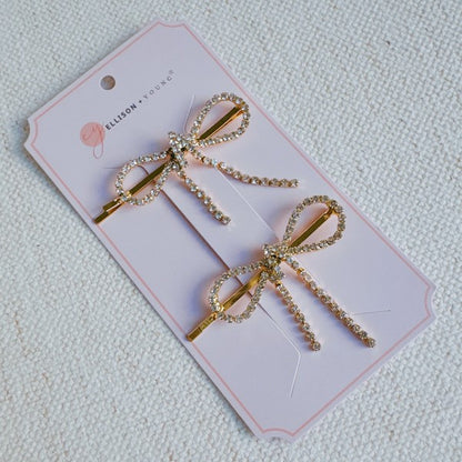 Adorable Sparkle Bow Bobby Pin Set Of 2