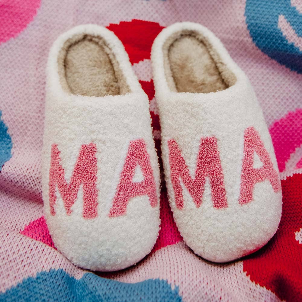 Pink MAMA Valentine's Day Slippers