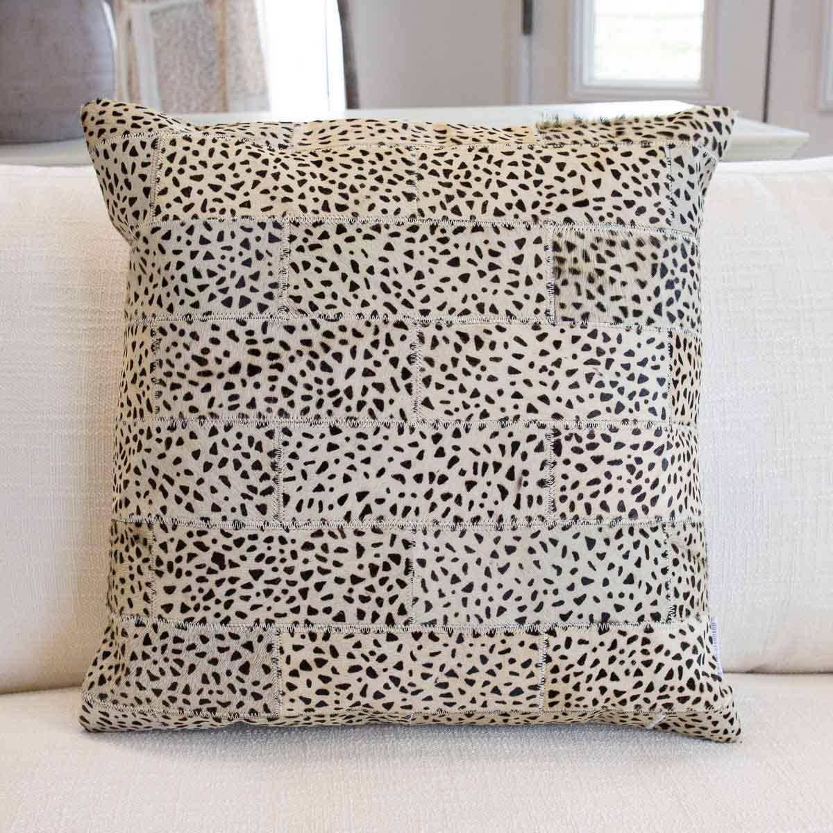 Austin Cheetah Hide Pillow   Beige/Black   18x18