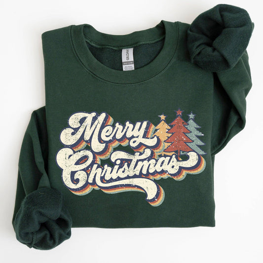 Merry Christmas, Colorful Retro, Christmas Winter Sweatshirt