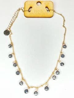 Bead and chain necklacel: Black