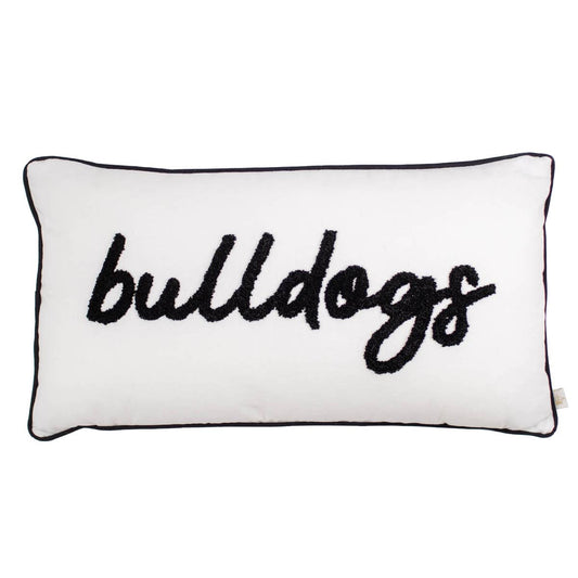 Bulldogs Embroidered Pillow   Soft White/Black   12.5x22.5