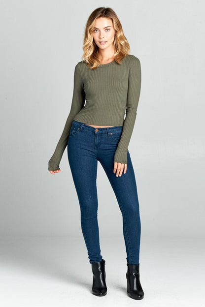 round neck long sleeve crop top