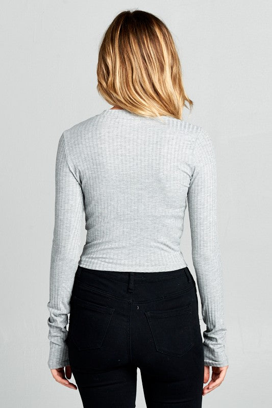 round neck long sleeve crop top