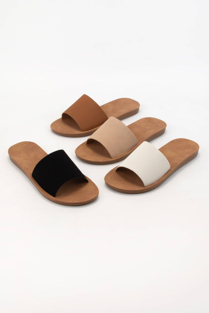 BASIC BOLD UPPER FLEXIBLE SOLE SLIDE: BLACK