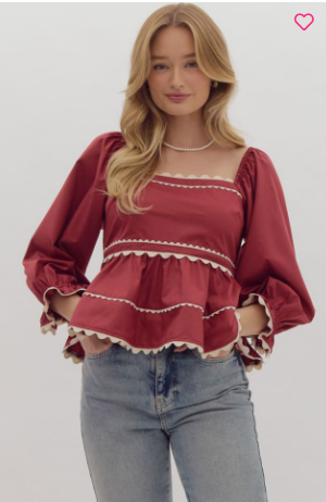 Garnet Scalloped Top