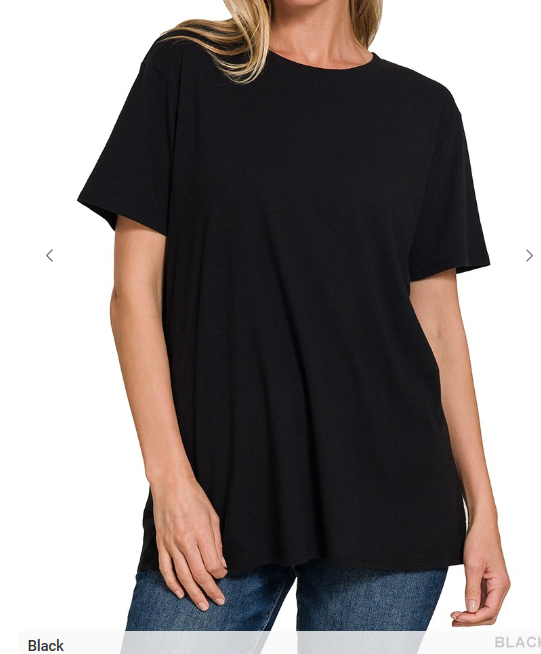 COTTON BOYFRIEND ROUND NECK TEE Black