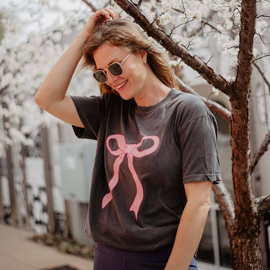 Pink Bow Valentine's Day Wholesale Women's T-shirt