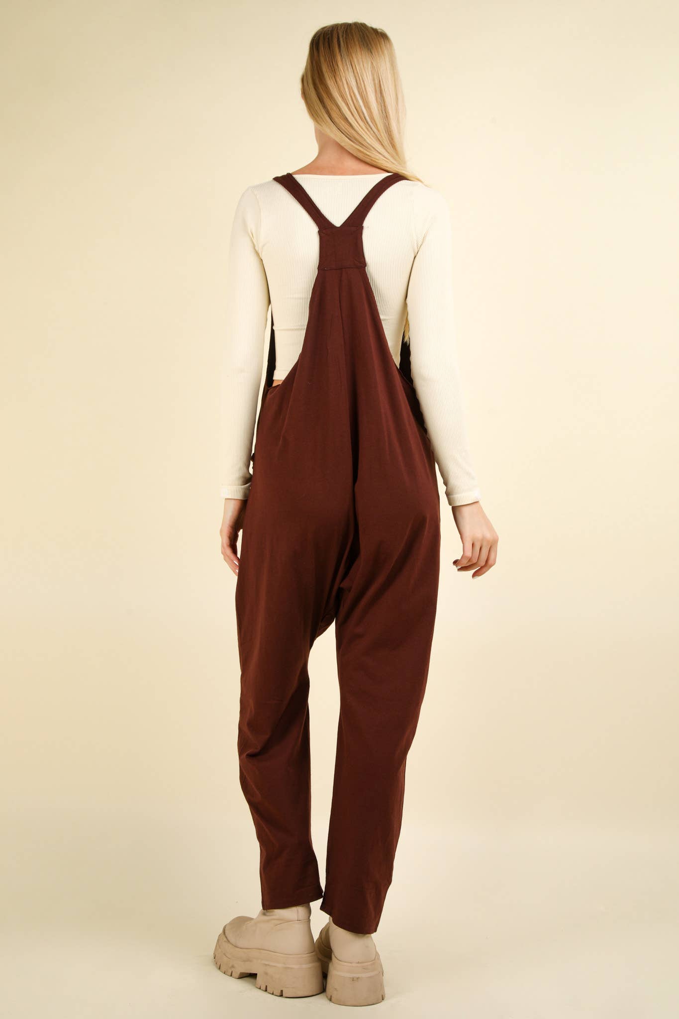 Casual Loose Fit Solid Knit Baggy Jumpsuit