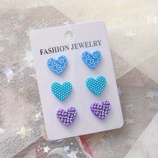 White Dot Heart Earrings